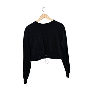 Frankie Shop Sweatshirt Top Cinched Waist Black Cropped Size Small Track